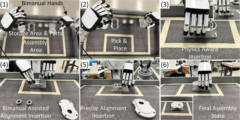 A vision-language conditioned physics-aware imitation learning approach for bimanual robotic dexterous assembly
